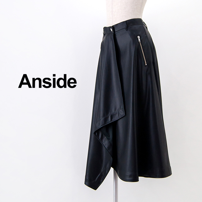 SOLDOUT】Anside アンサイド レディース エコレザーラップラッフル