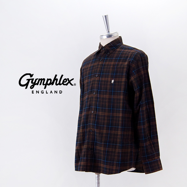 Gymphlex ジムフレックス メンズ ツイルチェック 長袖ボタンダウン
