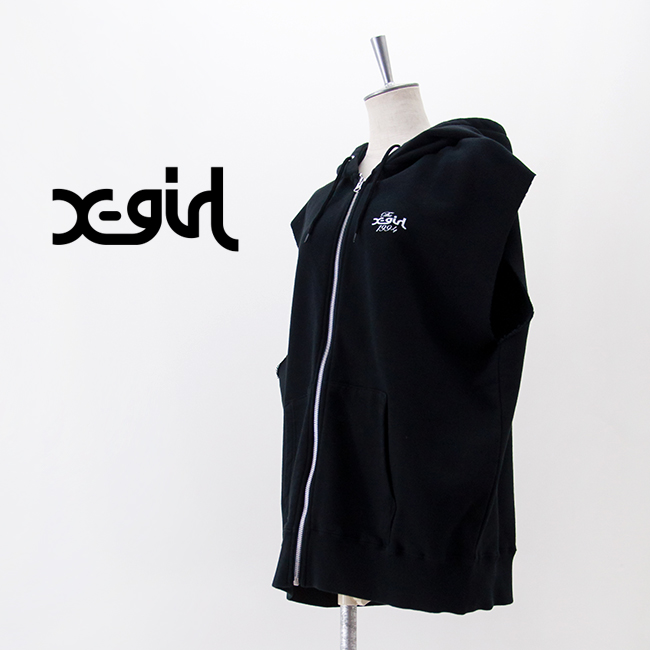 X-girl エックスガール レディース ディストレストサークルロゴ ジップ